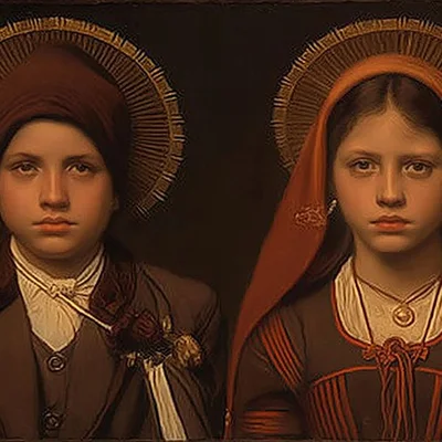 Painting of Sts. Francisco and Jacinta Marto